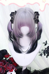 Lila Gradienten Luftpony Bob Süße Lolita Kurze Perücke